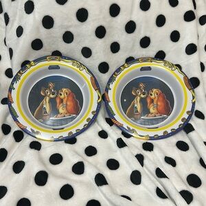 2 Piece Set of Lady And The Tramp Catelli Plastic Pasta Bowls